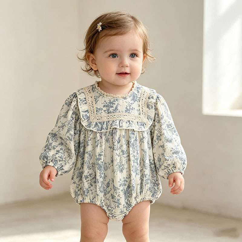 Newborn Baby Girl Romper Floral - Combinaison fleurie pour bébé fille, manches