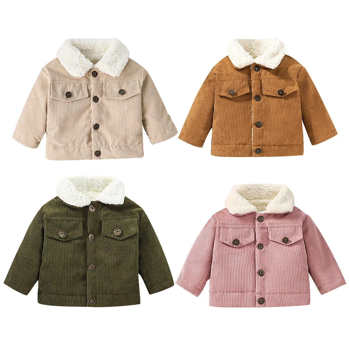 Toddler Boy Winter Fleece Jacket - Veste en velours côtelé doublée de